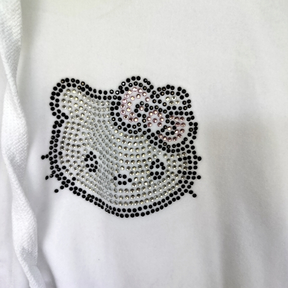 Forever 21 X Hello Kitty White Velour Cropped Hoodie with Rhinestones Rare - Picture 4 of 11